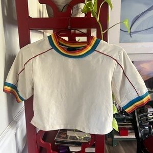 Vintage Urban Outfitters Rainbow Trim Crop Top
